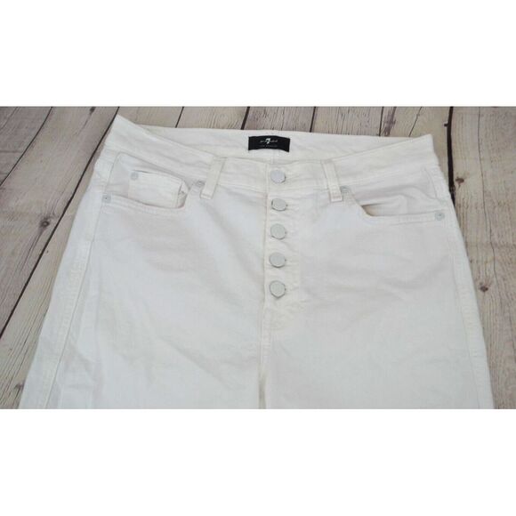 7 FOR ALL MANKIND Women's High Waist Cropped Straight Jeans SIZE 30 White - Picture 5 of 9